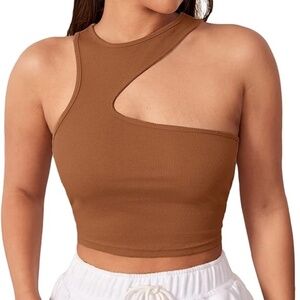 Verdusa Cut Out Tank Top Brown Small